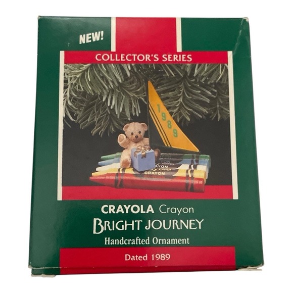 Hallmark Other - Bright Journey Crayola Crayon Teddy Bear Raft Sailboat Hallmark Ornament 1989